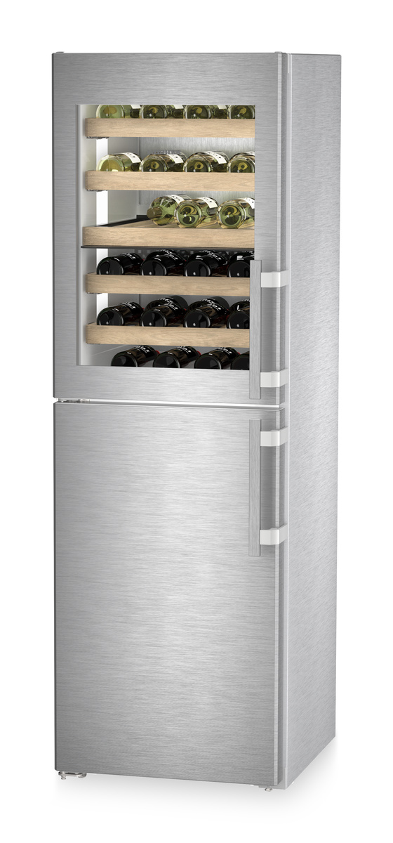Combination with NoFrost freezer compartment and wine tempering compartment, Left Hinged SW5291