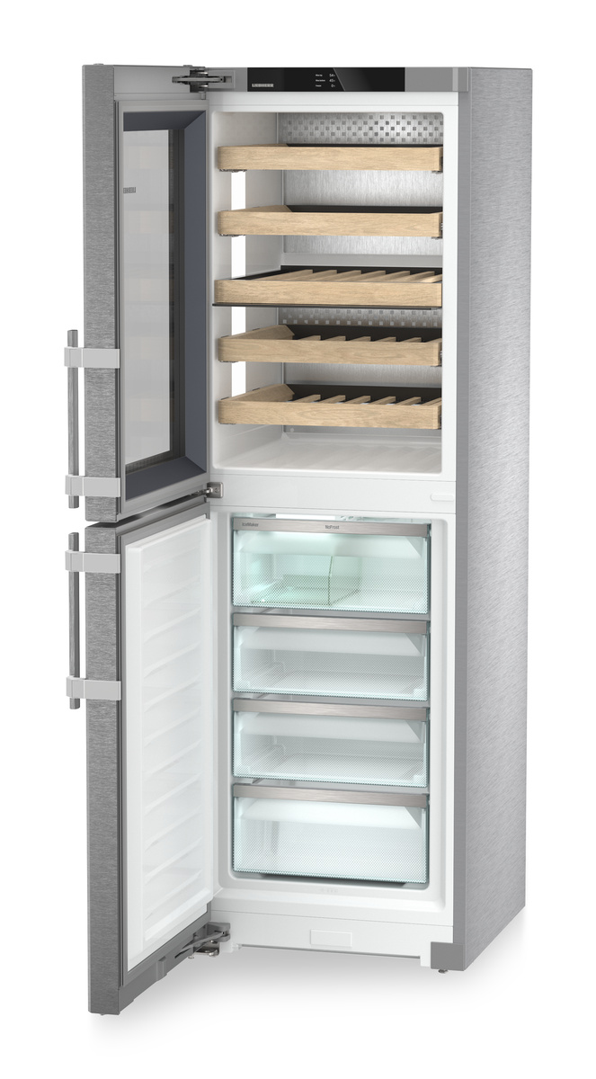 Combination with NoFrost freezer compartment and wine tempering compartment, Left Hinged SW5291