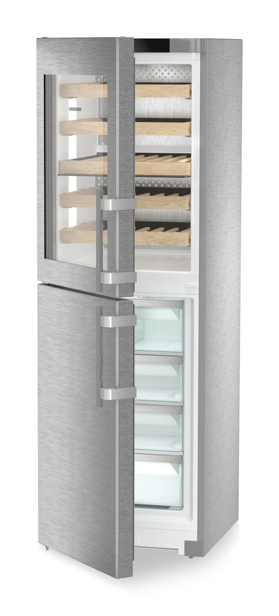 Combination with NoFrost freezer compartment and wine tempering compartment, Left Hinged SW5291