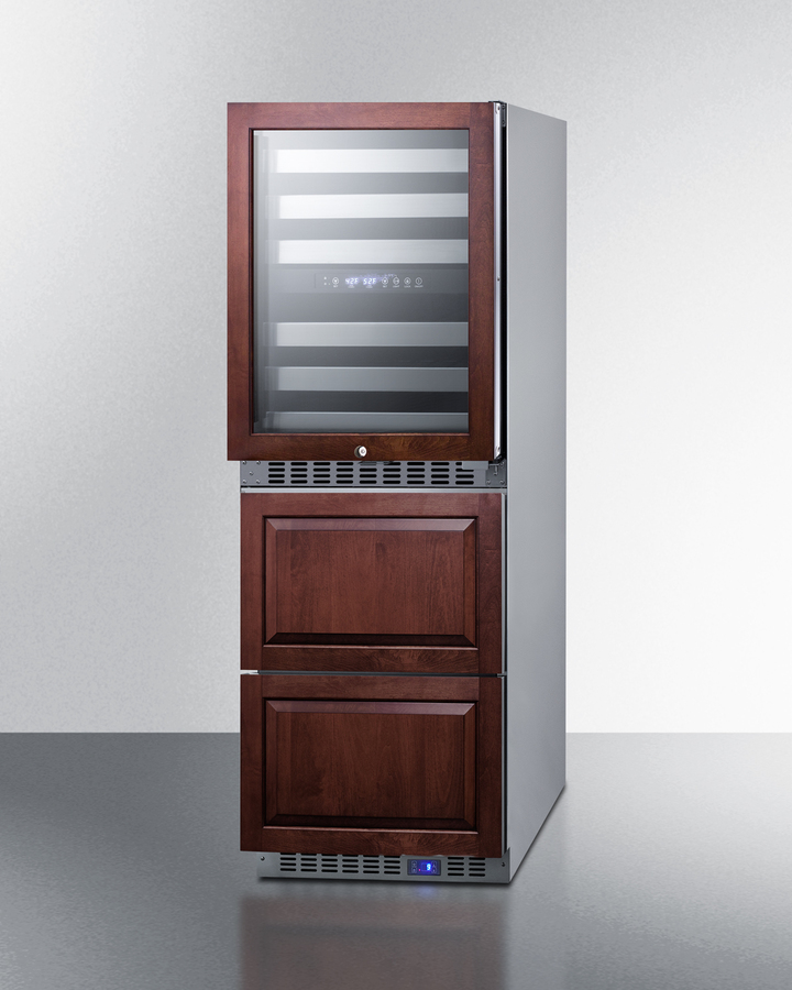 24" Wide Combination Dual-Zone Wine Cellar and 2-Drawer All-Freezer (Panels Not Included) SWCDAF24PNR