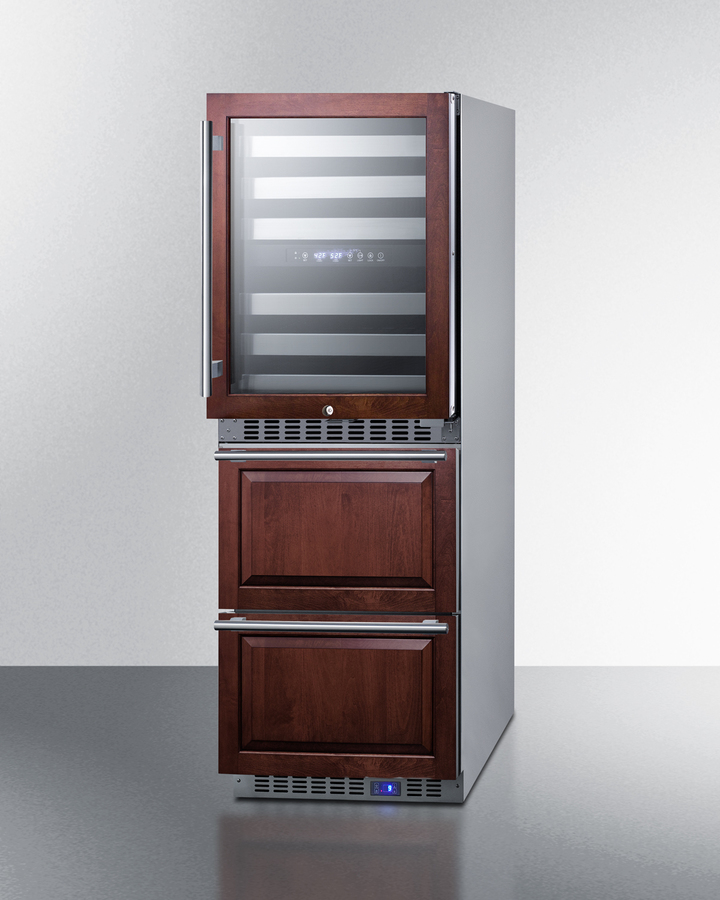 24" Wide Combination Dual-Zone Wine Cellar and 2-Drawer All-Freezer (Panels Not Included) SWCDAF24PNR