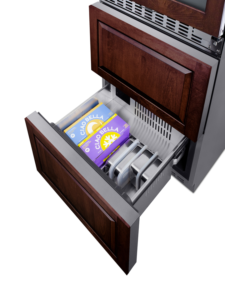 24" Wide Combination Dual-Zone Wine Cellar and 2-Drawer All-Freezer (Panels Not Included) SWCDAF24PNR