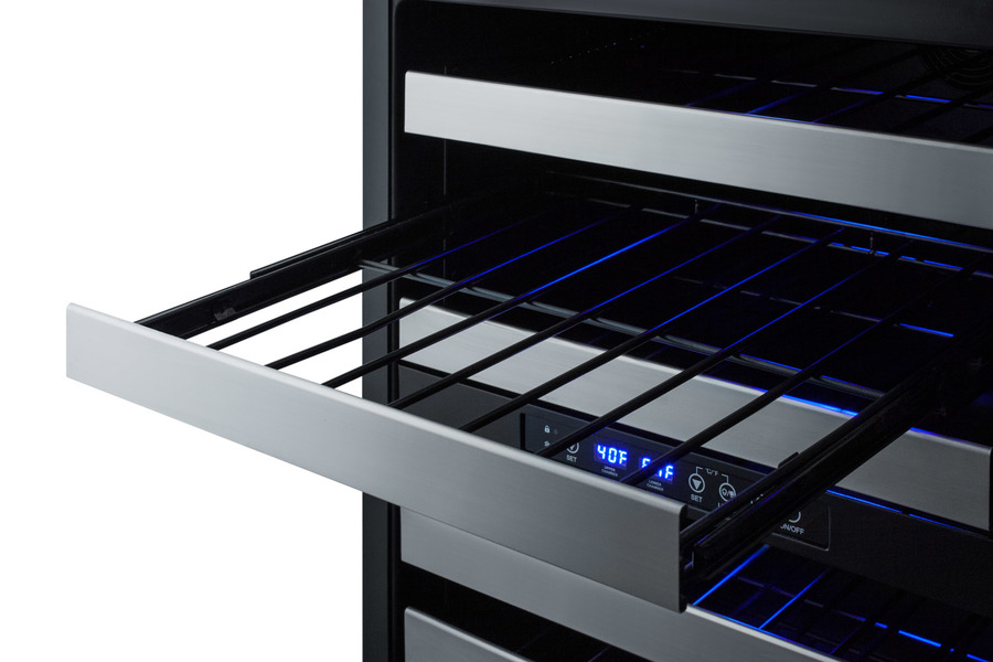 24" Wide Combination Dual-Zone Wine Cellar and 2-Drawer All-Freezer (Panels Not Included) SWCDAF24PNR