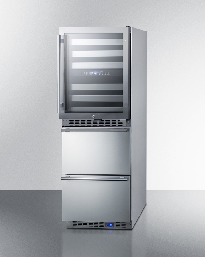 24" Wide Combination Dual-Zone Wine Cellar and 2-Drawer All-Freezer SWCDAF24