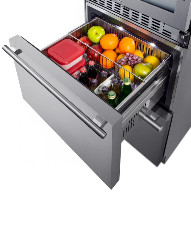24" Wide Combination Dual-Zone Wine Cellar and 2-Drawer All-Refrigerator SWCDAR24