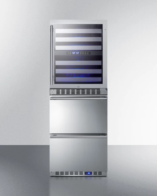 24" Wide Combination Dual-Zone Wine Cellar and 2-Drawer All-Refrigerator SWCDAR24
