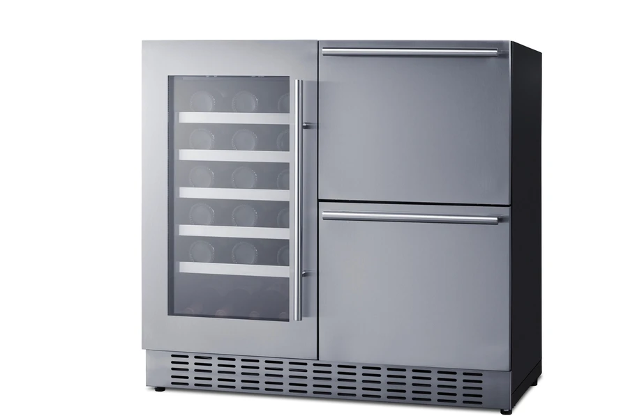 36" Wide Combination Wine Cellar & 2-Drawer Refrigerator SWCDAR36UC
