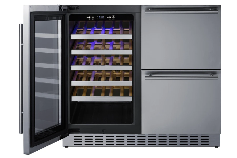 36" Wide Combination Wine Cellar & 2-Drawer Refrigerator SWCDAR36UC