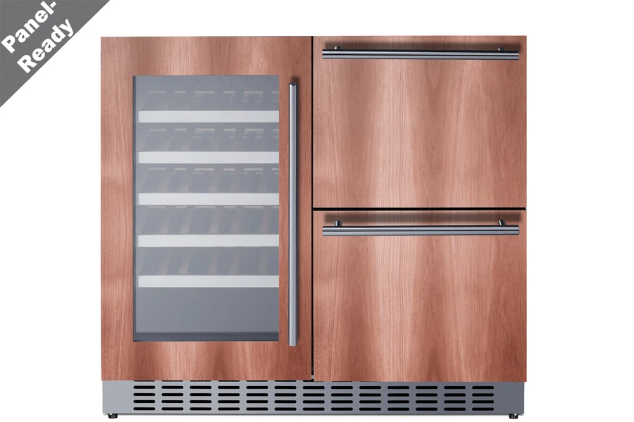 36" Wide Combination Wine Cellar & 2-Drawer Refrigerator (Panel Not Included) SWCDAR36UCPNR