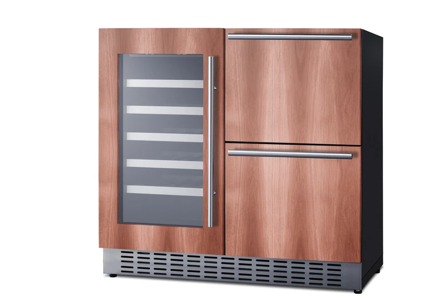 36" Wide Combination Wine Cellar & 2-Drawer Refrigerator (Panel Not Included) SWCDAR36UCPNR