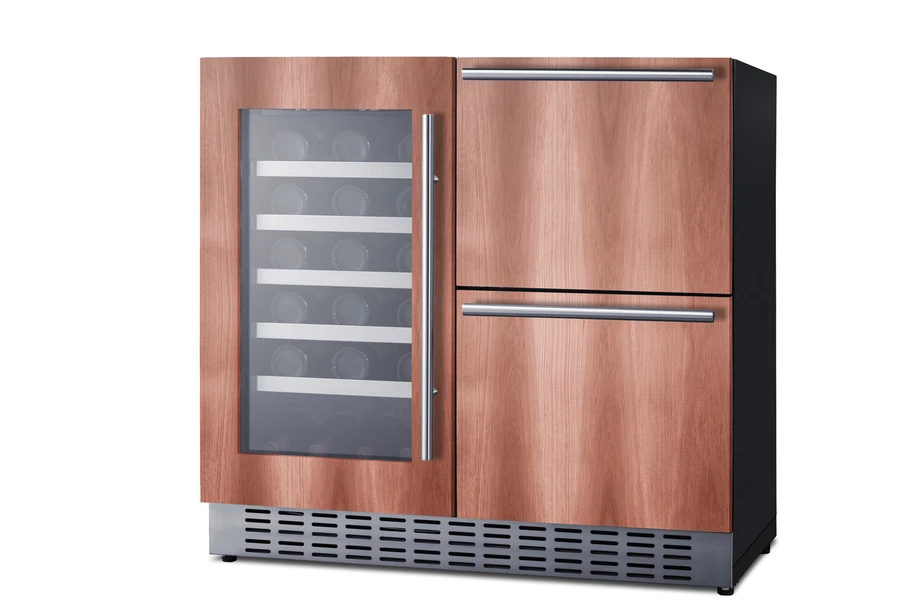 36" Wide Combination Wine Cellar & 2-Drawer Refrigerator (Panel Not Included) SWCDAR36UCPNR