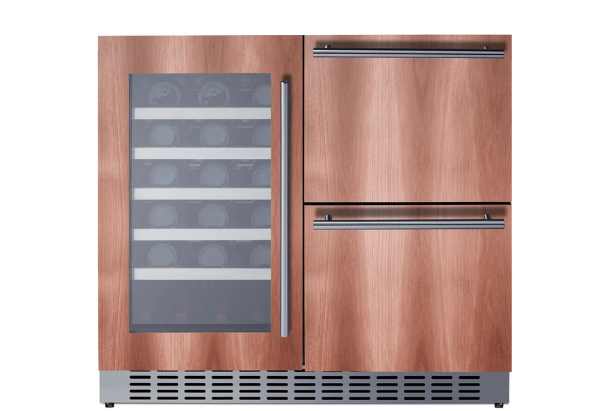 36" Wide Combination Wine Cellar & 2-Drawer Refrigerator (Panel Not Included) SWCDAR36UCPNR