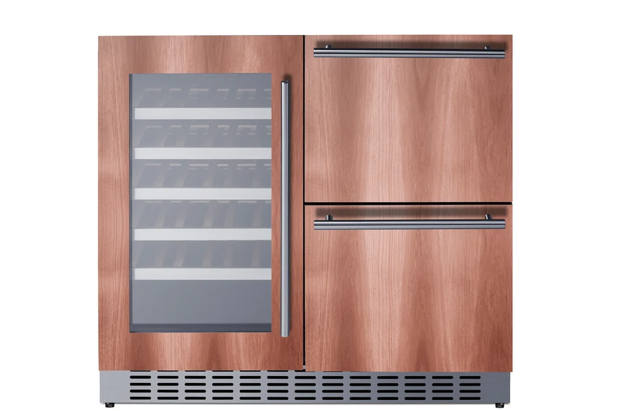 36" Wide Combination Wine Cellar & 2-Drawer Refrigerator (Panel Not Included) SWCDAR36UCPNR