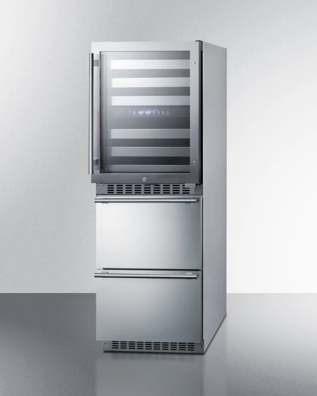 24" Wide Combination Dual-Zone Wine Cellar and 2-Drawer Refrigerator-Freezer SWCDRF24