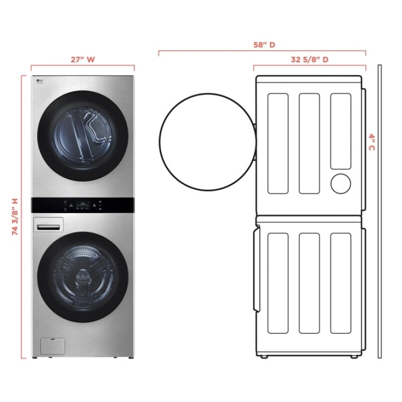 LG STUDIO WashTower™ Smart Front Load 5.0 cu. ft. Washer and 7.4 cu. ft. Electric Dryer with Center Control® view 14