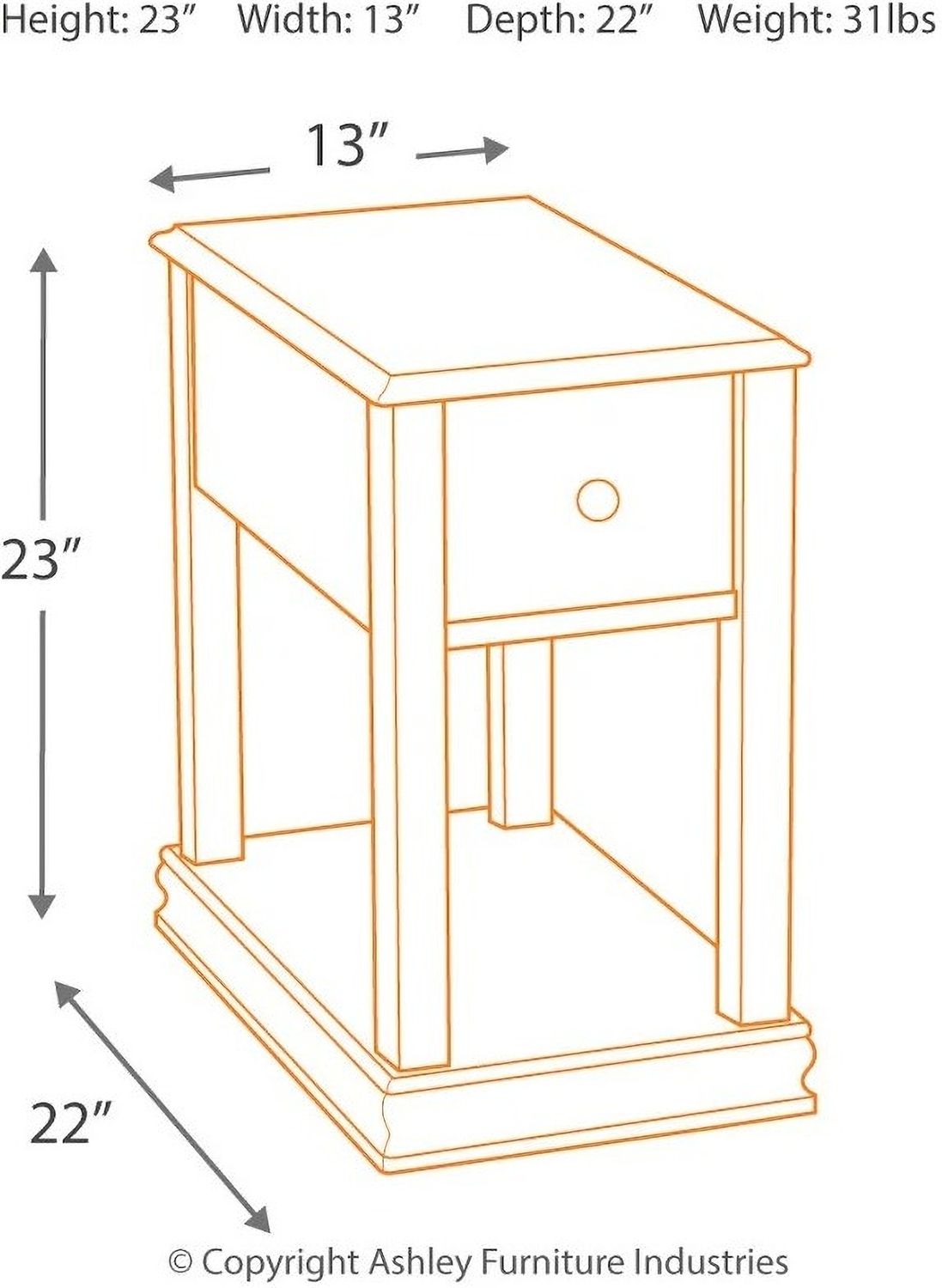 Chairside End Program Brown Chair Side End Table T007527