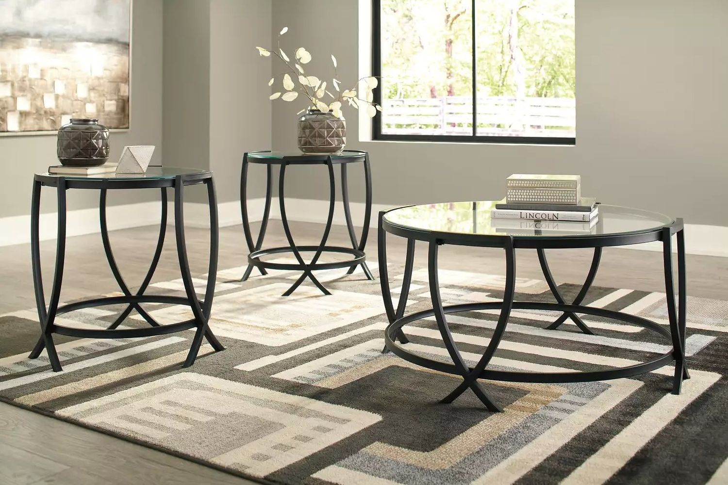 Tarrin Black Table Set of 3 T11513