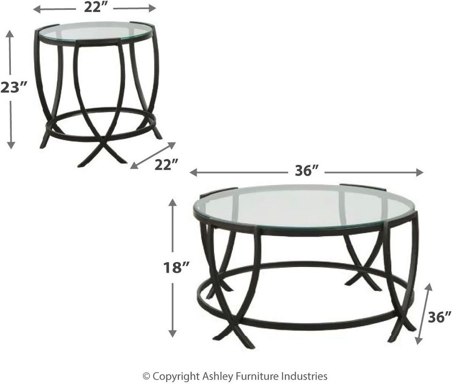 Tarrin Black Table Set of 3 T11513