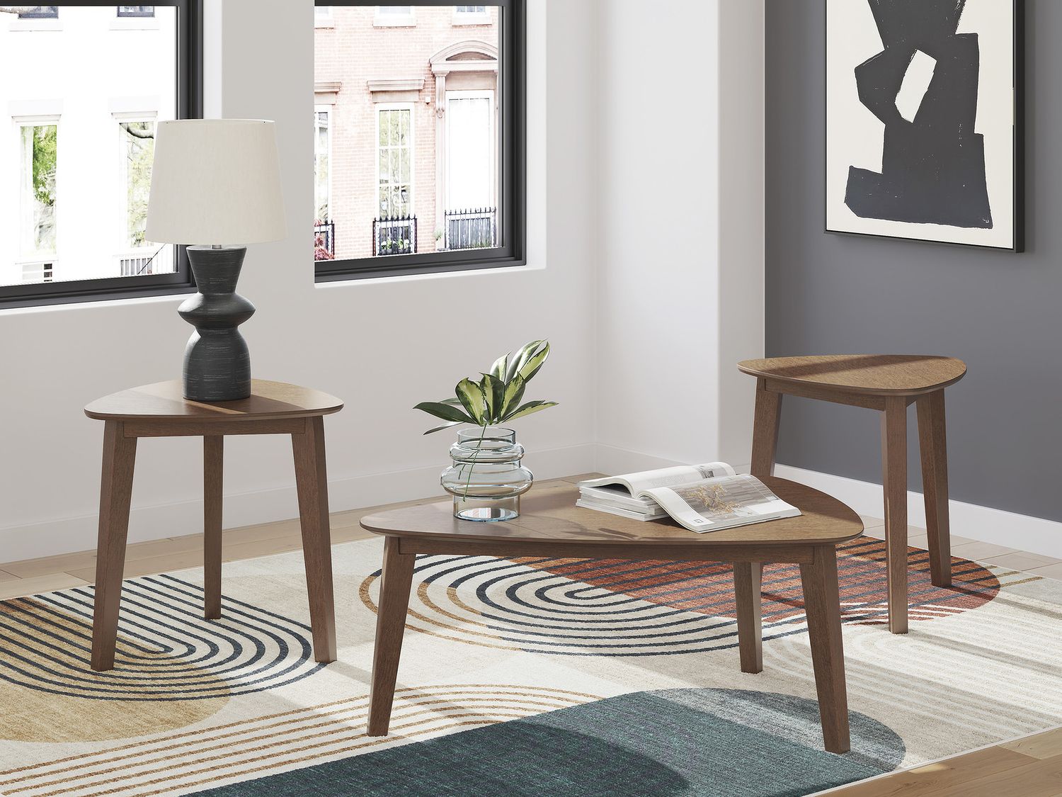 Lyncott Table Set of 3 In Brown T13513