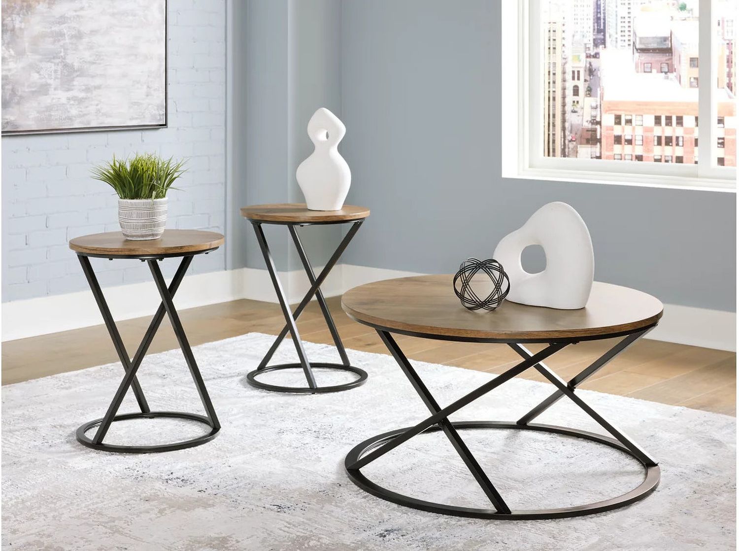 Cassbryn Table Set of 3 In Brown and Black T15213