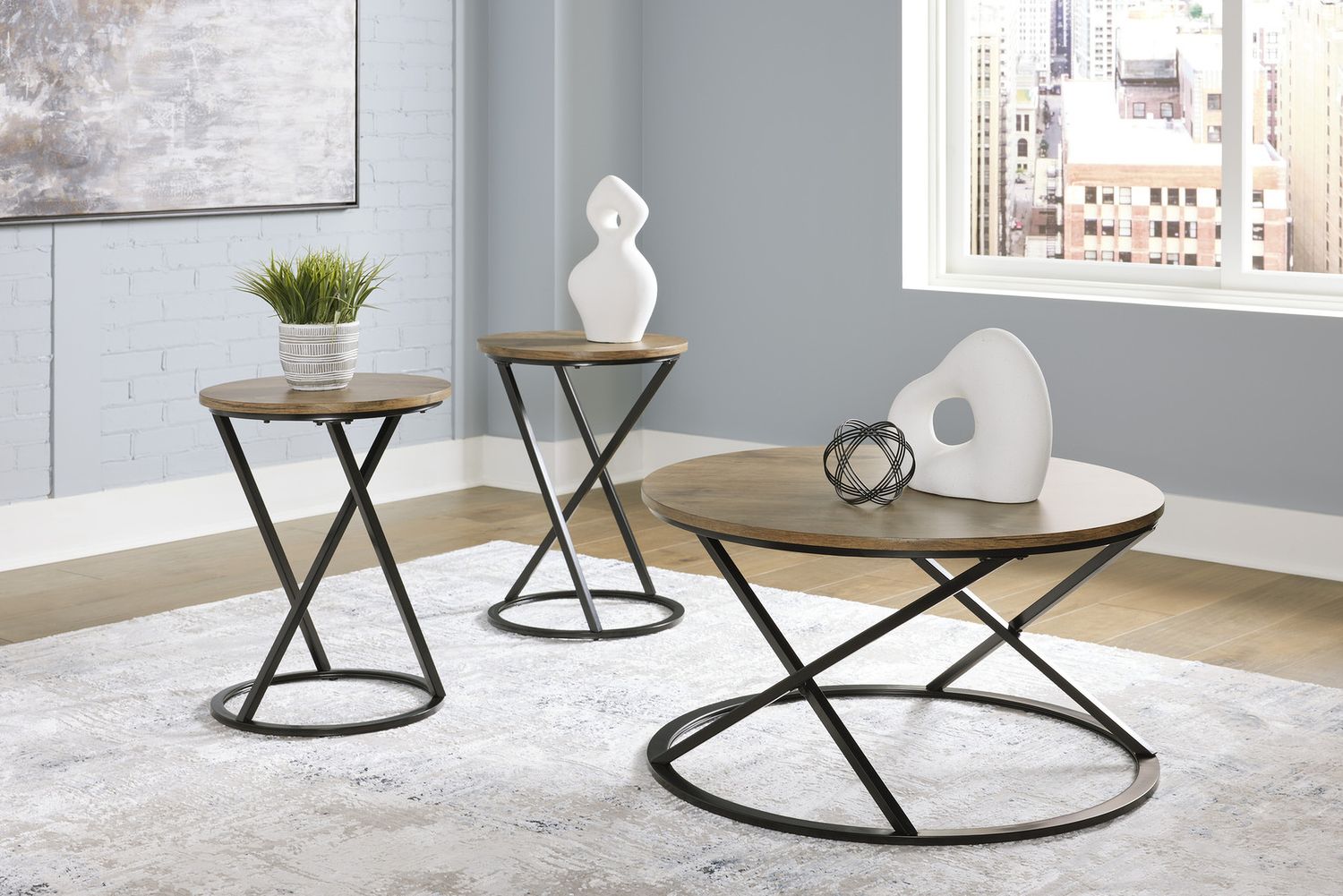 Cassbryn Table Set of 3 In Brown and Black T15213
