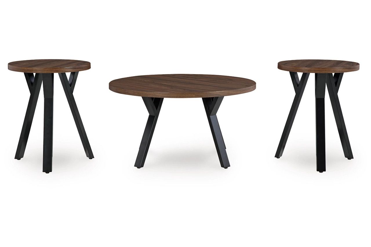 Elbrynn Table Set of 3 In Brown and Black T15313