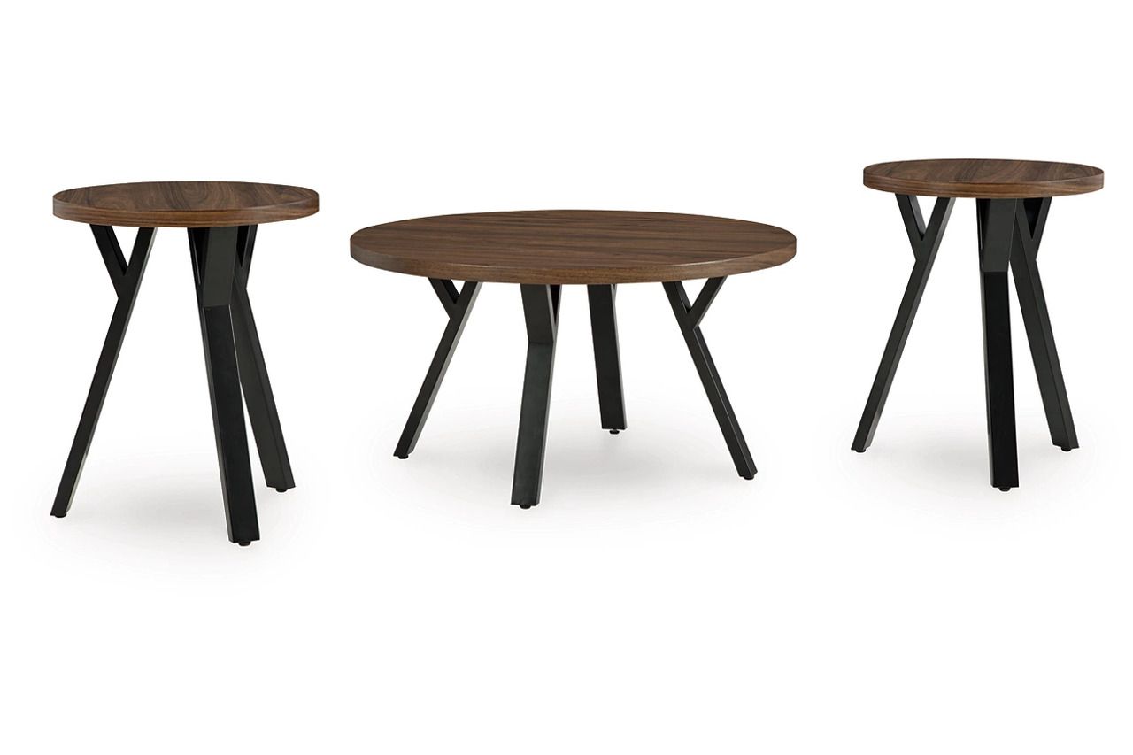 Elbrynn Table Set of 3 In Brown and Black T15313