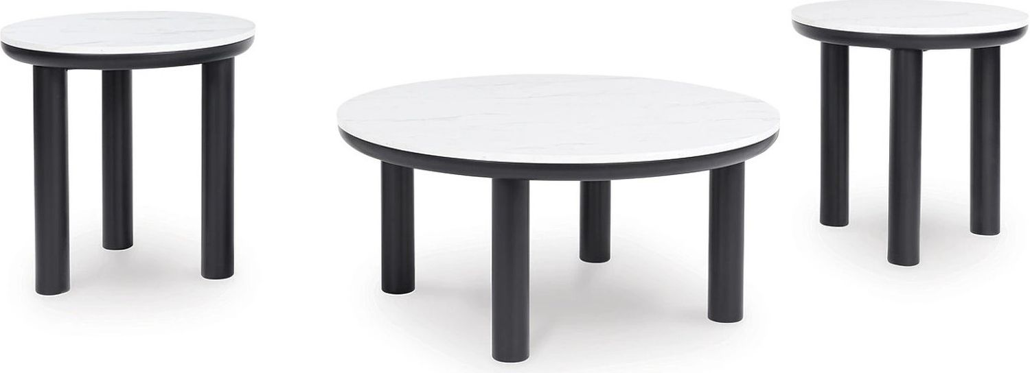Xandrum Table Set of 3 In Black and White T15913
