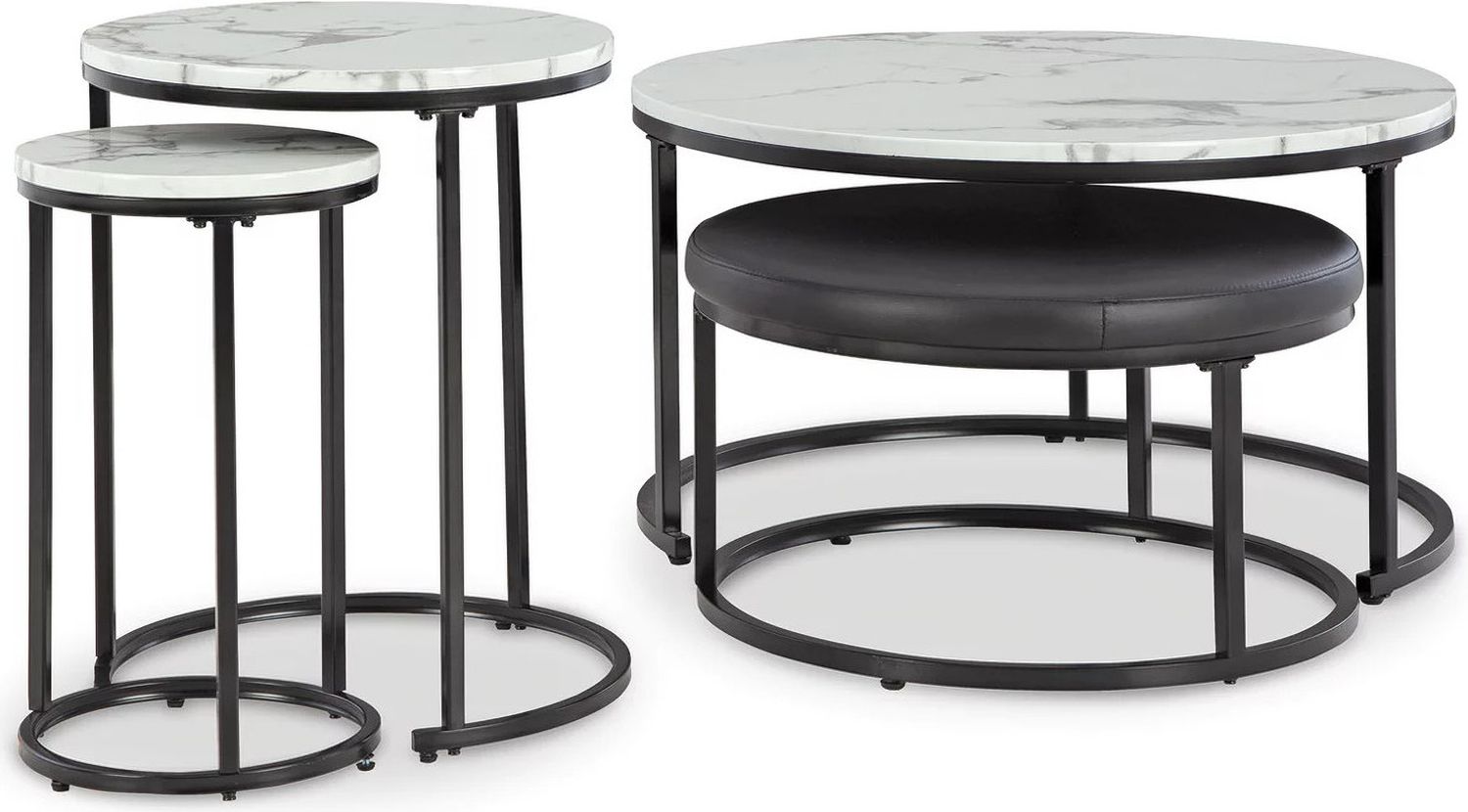 Jusmour Table Set of 4 In Black and White T16114