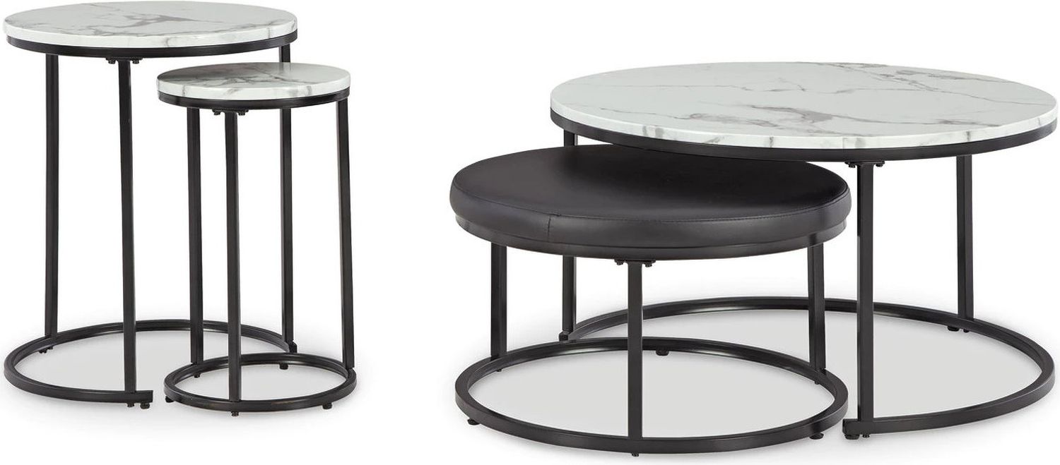 Jusmour Table Set of 4 In Black and White T16114