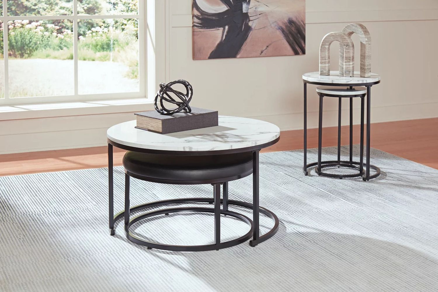 Jusmour Table Set of 4 In Black and White T16114