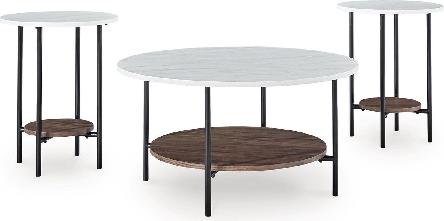 Wrenwich Table Set of 3 In Brown/Black/White T16713