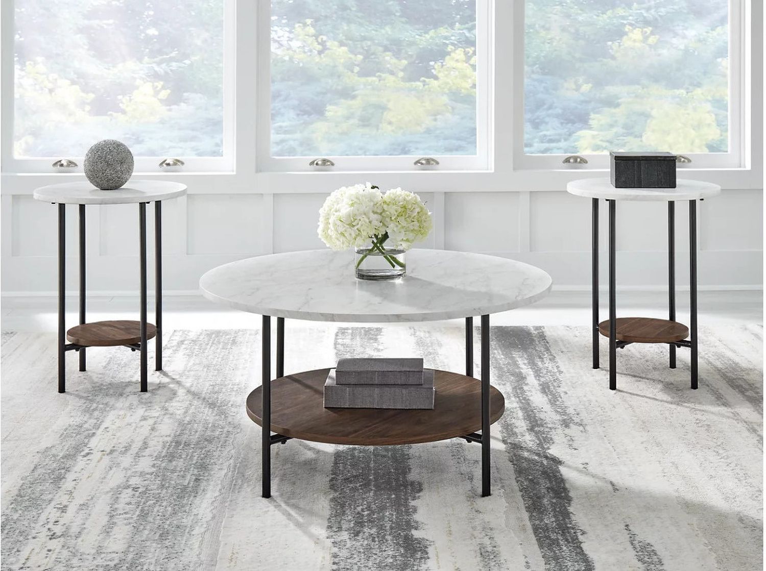 Wrenwich Table Set of 3 In Brown/Black/White T16713