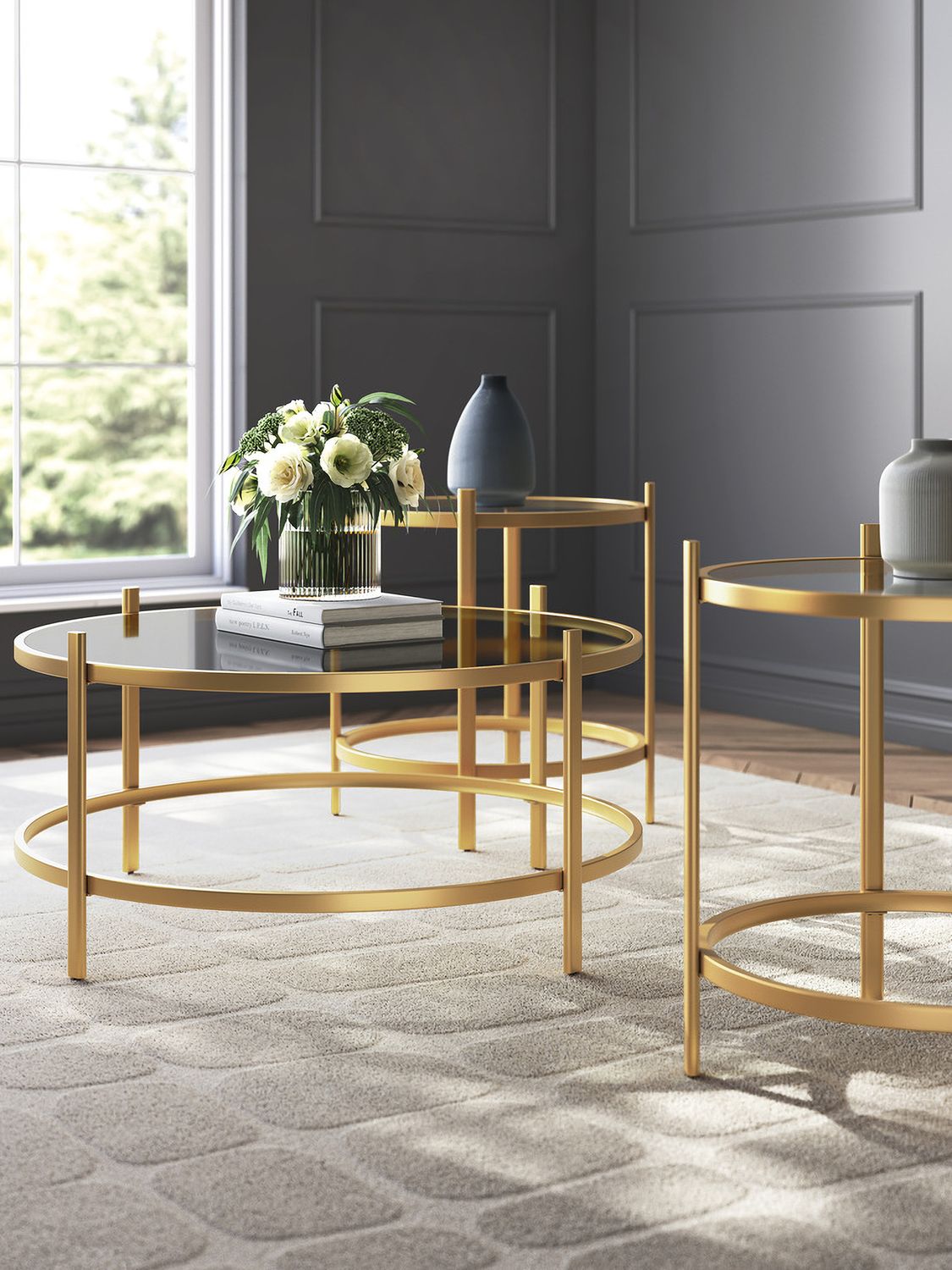 Pearlox Table Set of 3 In Gold T17313