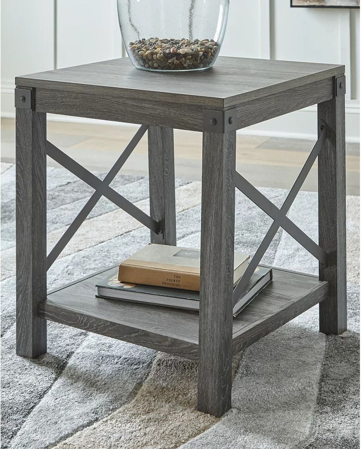 Freedan Grayish Brown End Table T1752