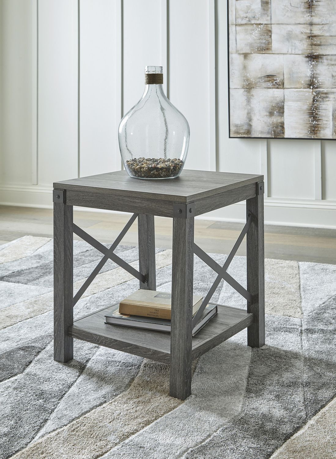 Freedan Grayish Brown End Table T1752