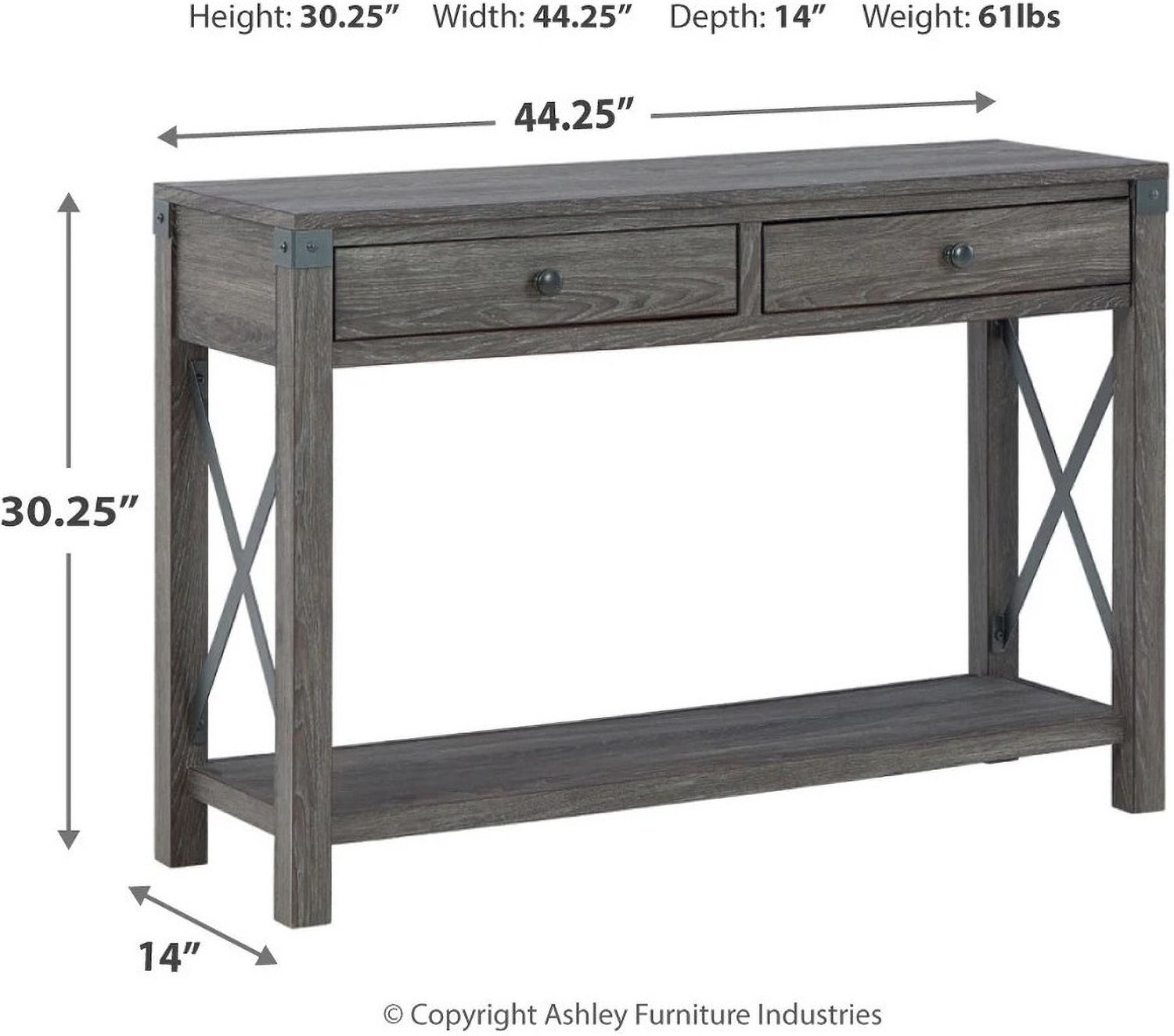 Freedan Grayish Brown Console Table T1754