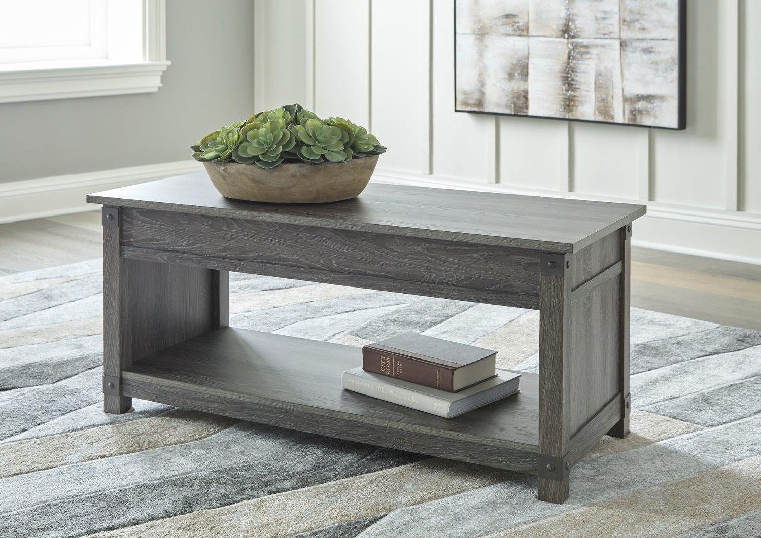 Freedan Grayish Brown Rect Lift Top Cocktail Table T1759