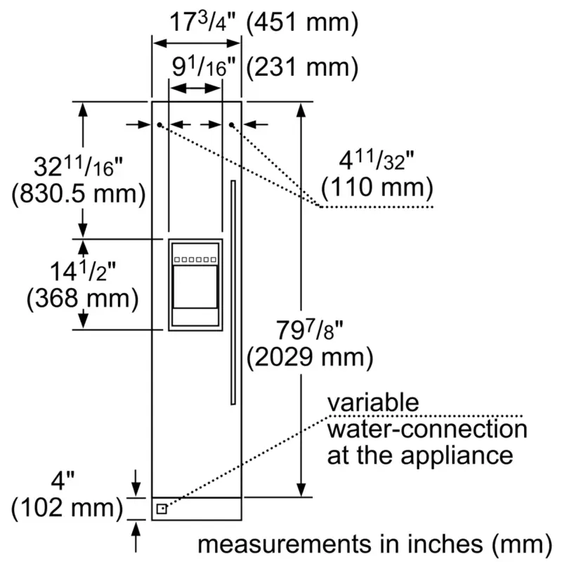 Built-in Freezer Column 18" External Ice & Water Dispenser Left Hinge T18ID905LP