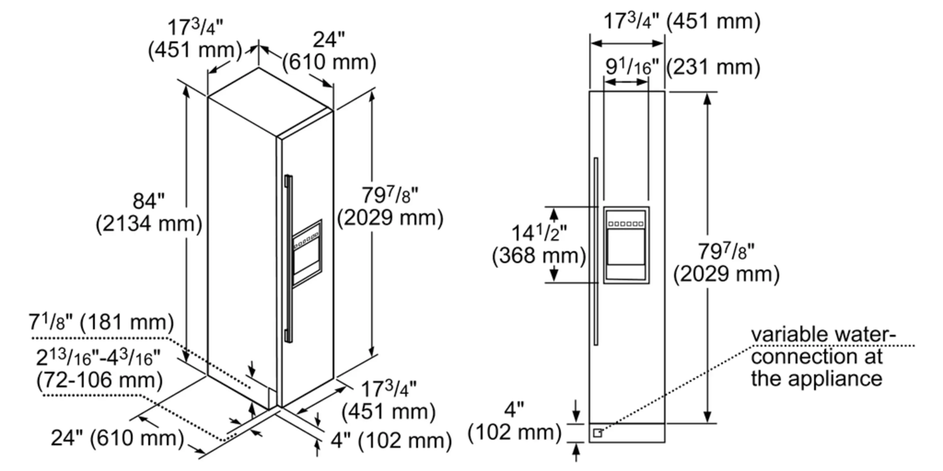 Freedom® Built-in Freezer Column 18'' Panel Ready, External Ice & Water Dispenser, Right Hinge T18ID905RP