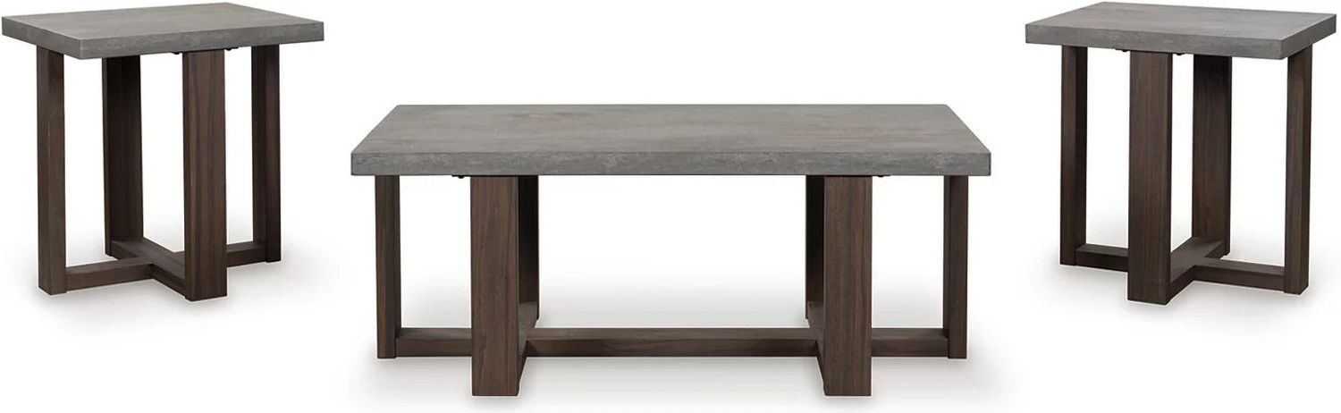 Dynnford Table Set of 3 In Gray and Brown T21613