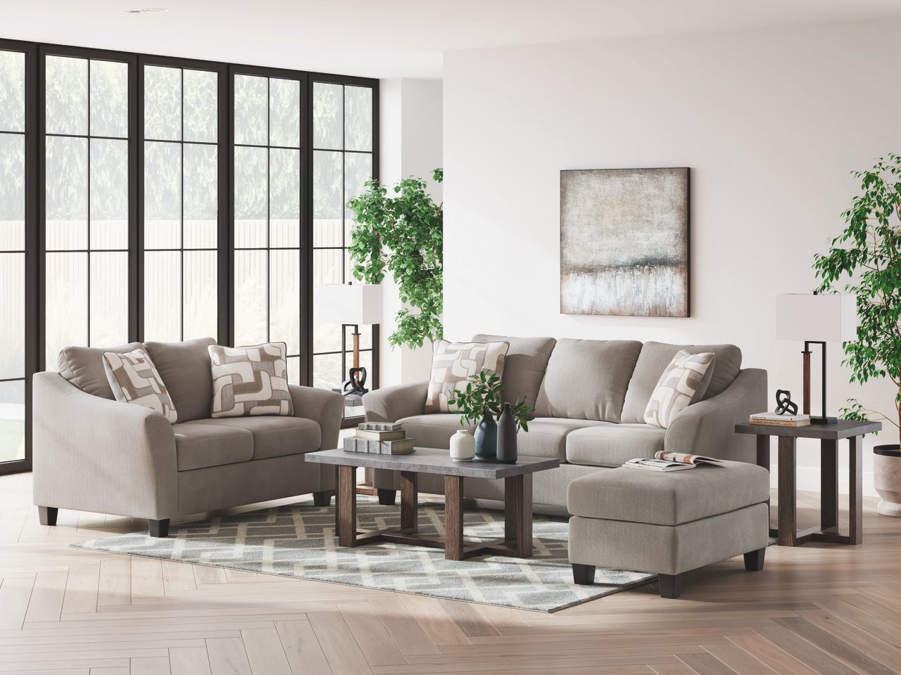 Dynnford Table Set of 3 In Gray and Brown T21613