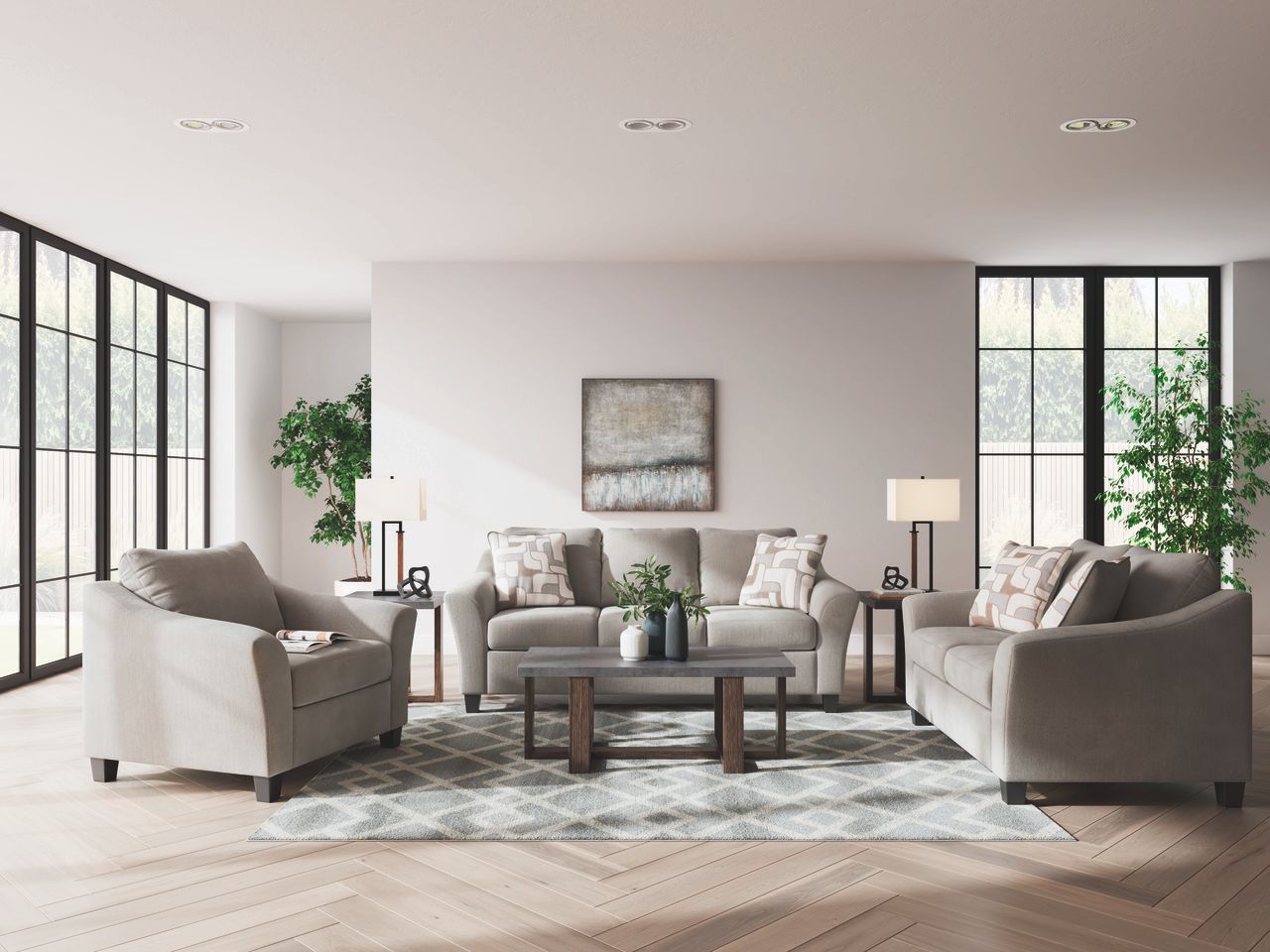 Dynnford Table Set of 3 In Gray and Brown T21613