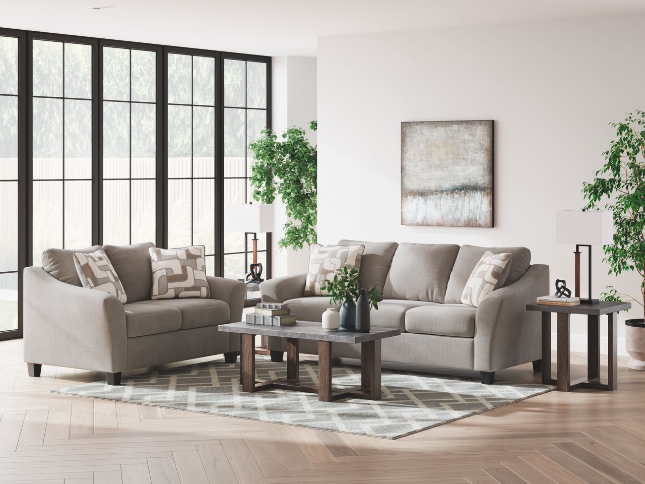Dynnford Table Set of 3 In Gray and Brown T21613