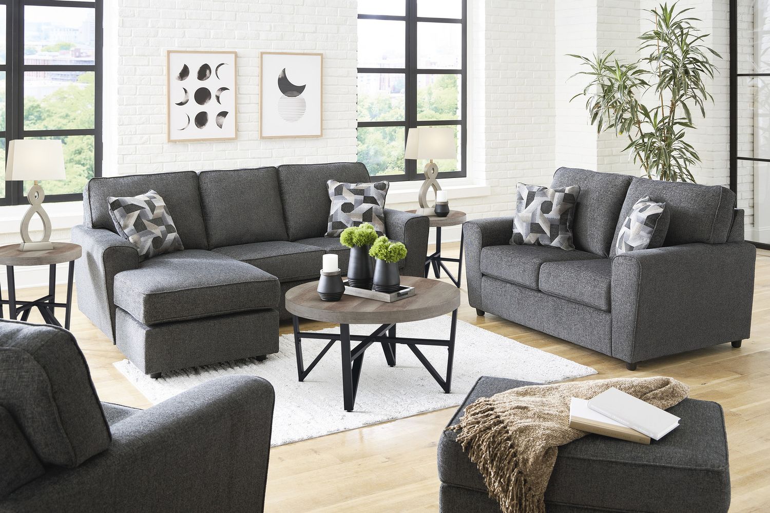 Deanlee Grayish Brown Table Set of 3 T23513