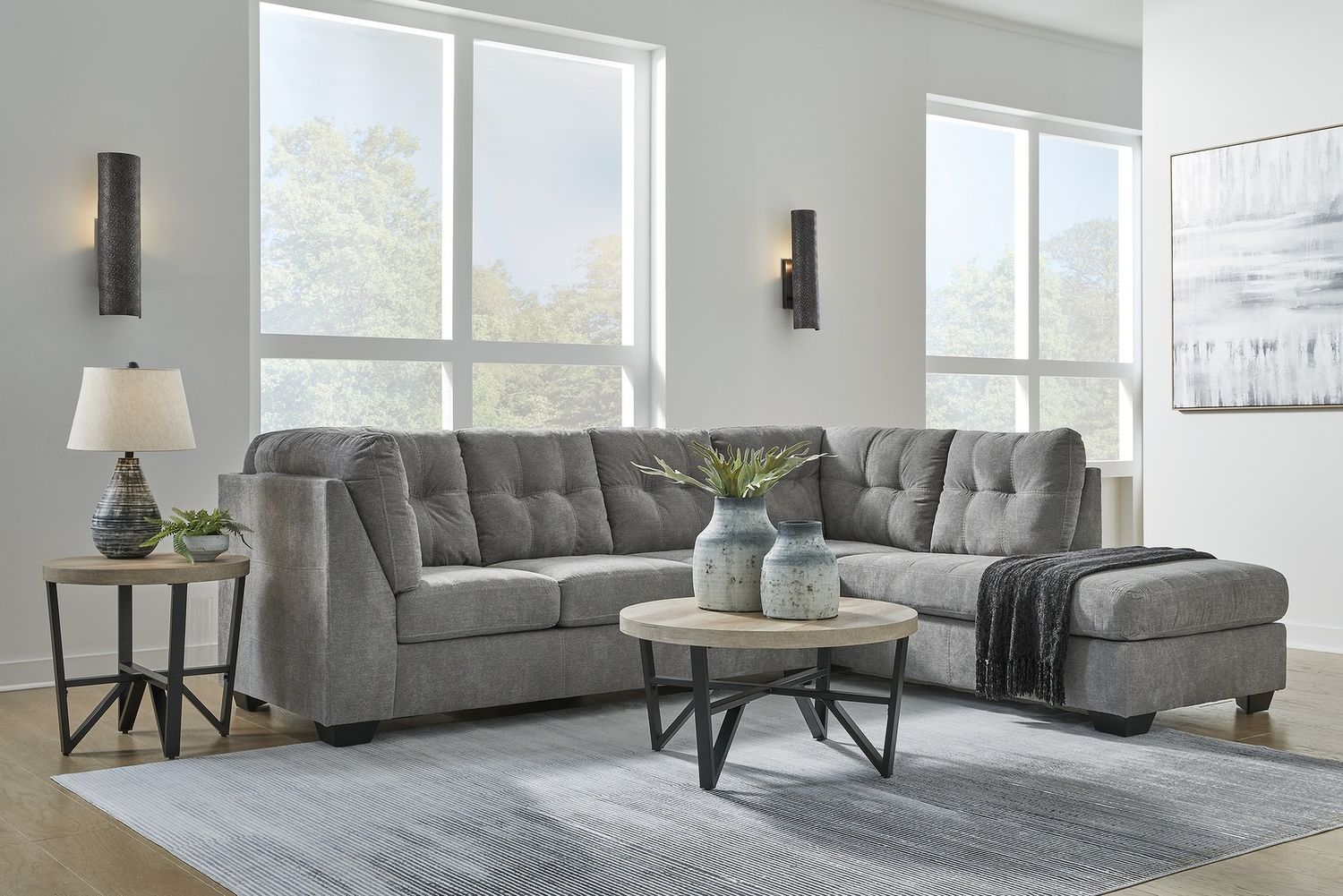 Deanlee Grayish Brown Table Set of 3 T23513