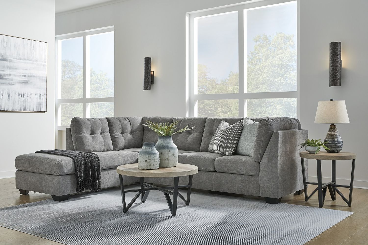 Deanlee Grayish Brown Table Set of 3 T23513