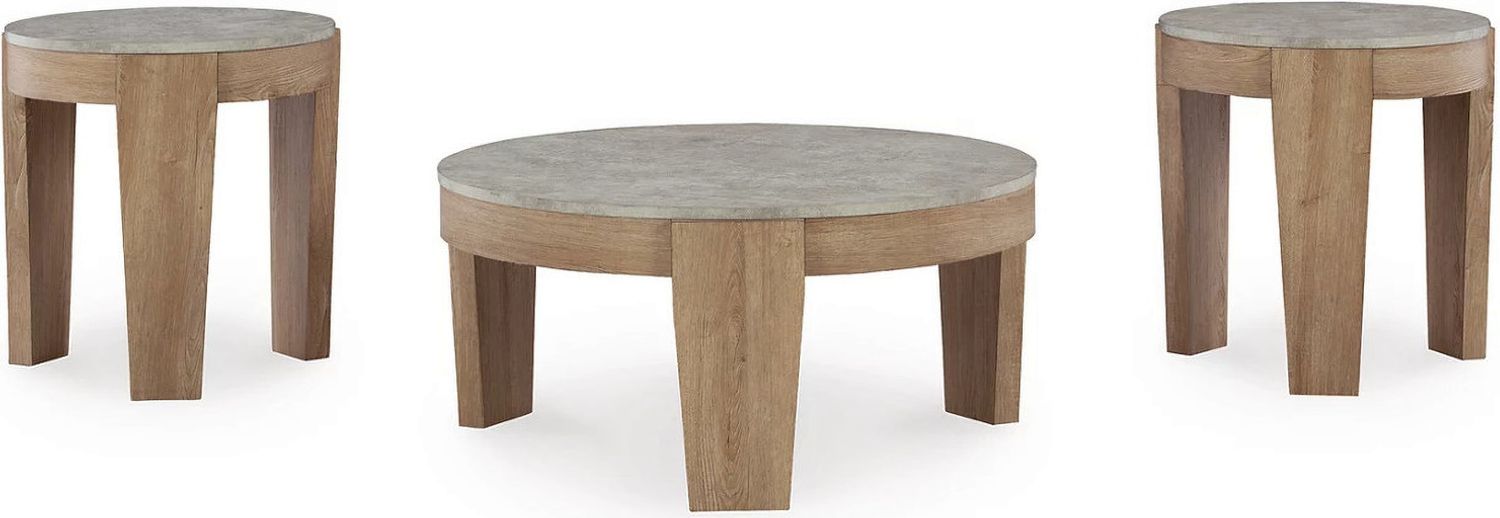 Guystone Light Brown Table Set of 3 T23713