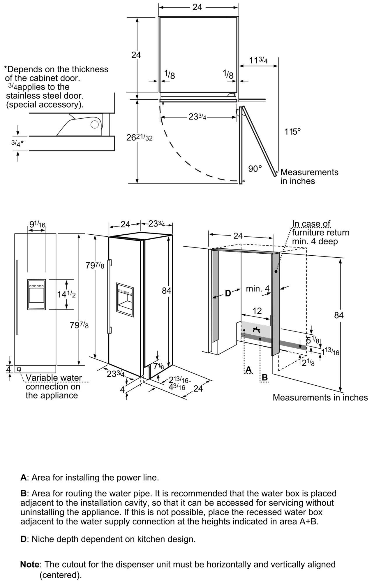 24-Inch Built-in Panel Ready Freezer Column with Ice & Water Dispenser, Right Side Door Swing T24ID900RP