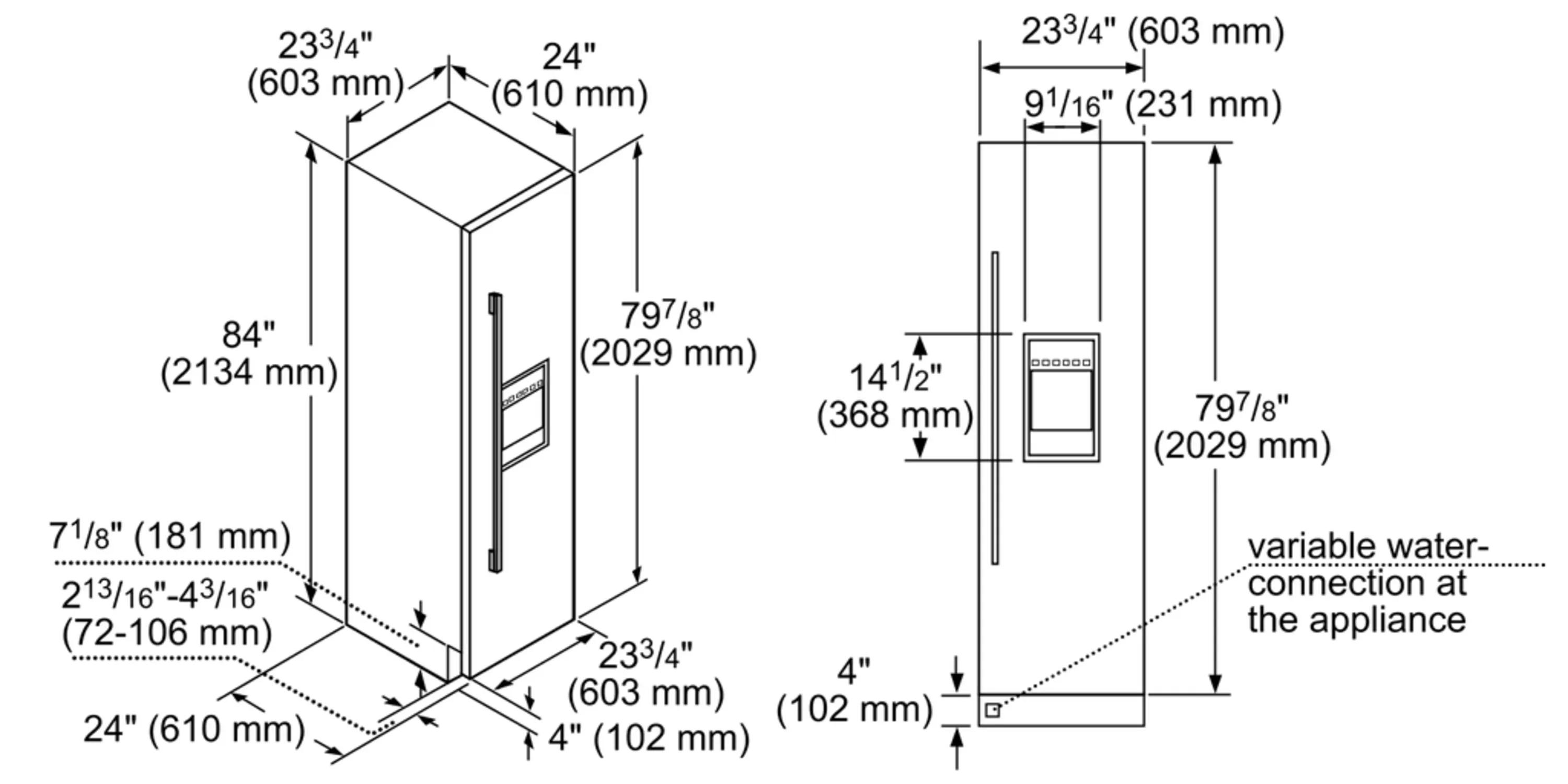 24-Inch Built-in Panel Ready Freezer Column with Ice & Water Dispenser, Right Side Door Swing T24ID900RP